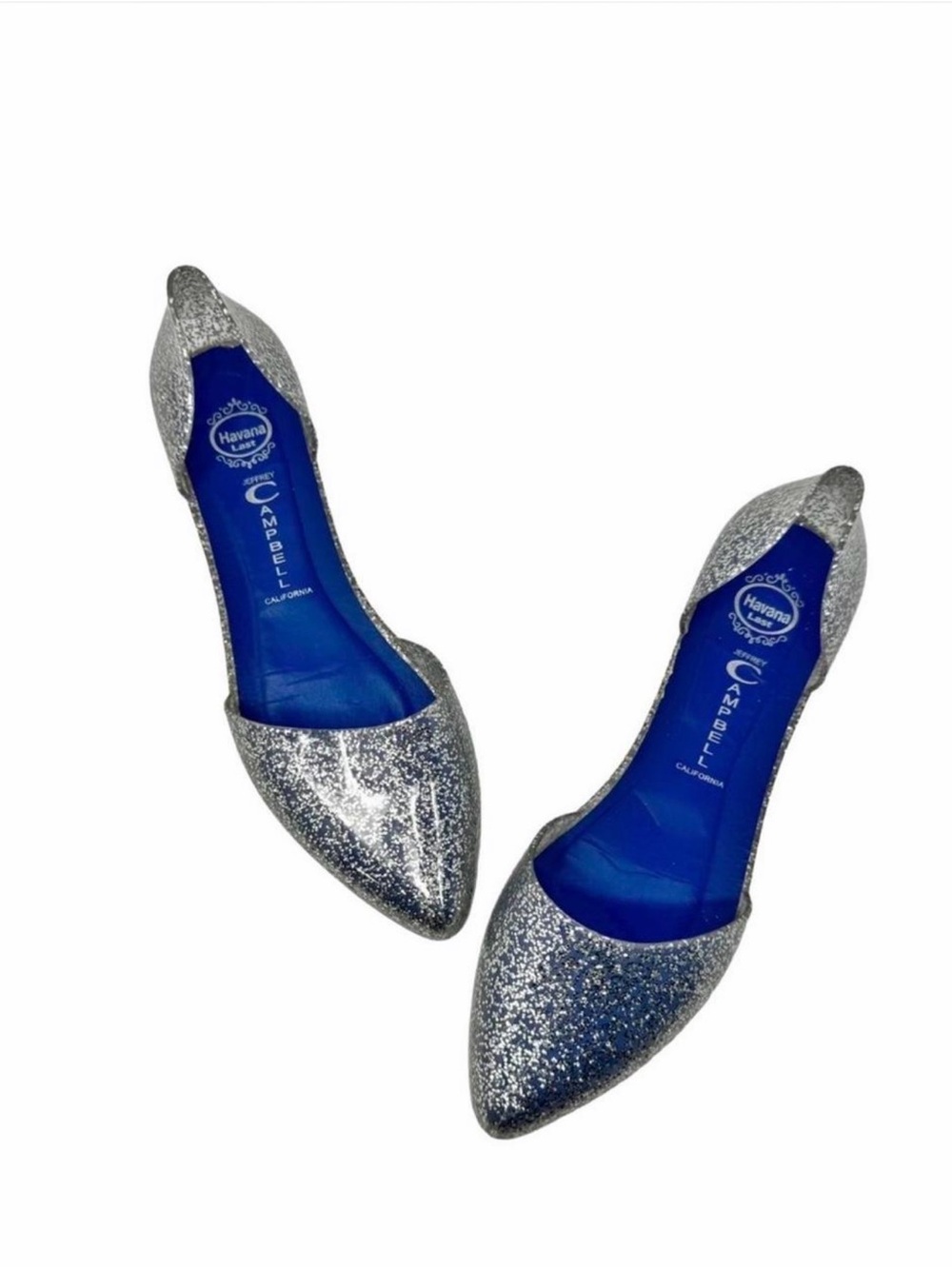 Jeffrey Campbell Havana D'Orsay Jelly Flats. Clear with Silver Glitter. Size 8
